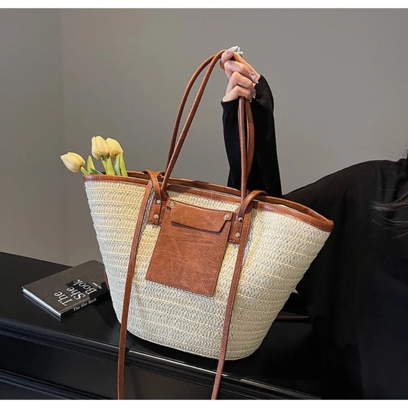 Woven Shoulder Bag Straw Baske - Interior Design Vintage Style recension och pris