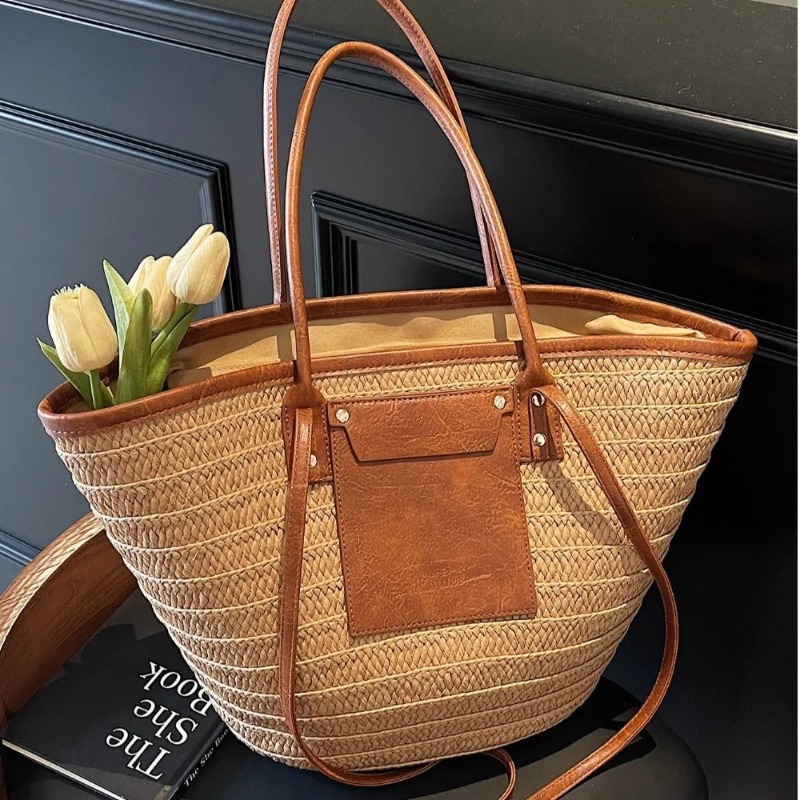 Woven Shoulder Bag Straw Baske - Interior Design Vintage Style recension och pris