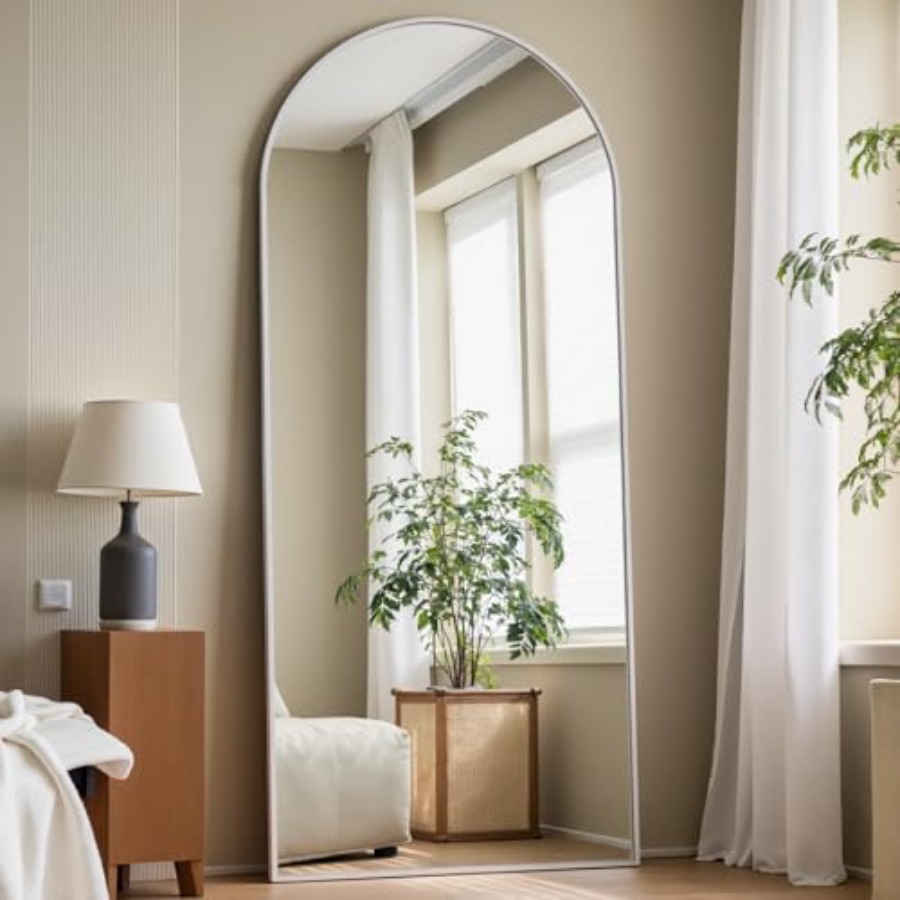 Arched White Full Length Mirro - Arch Mirror Leaning recension och pris