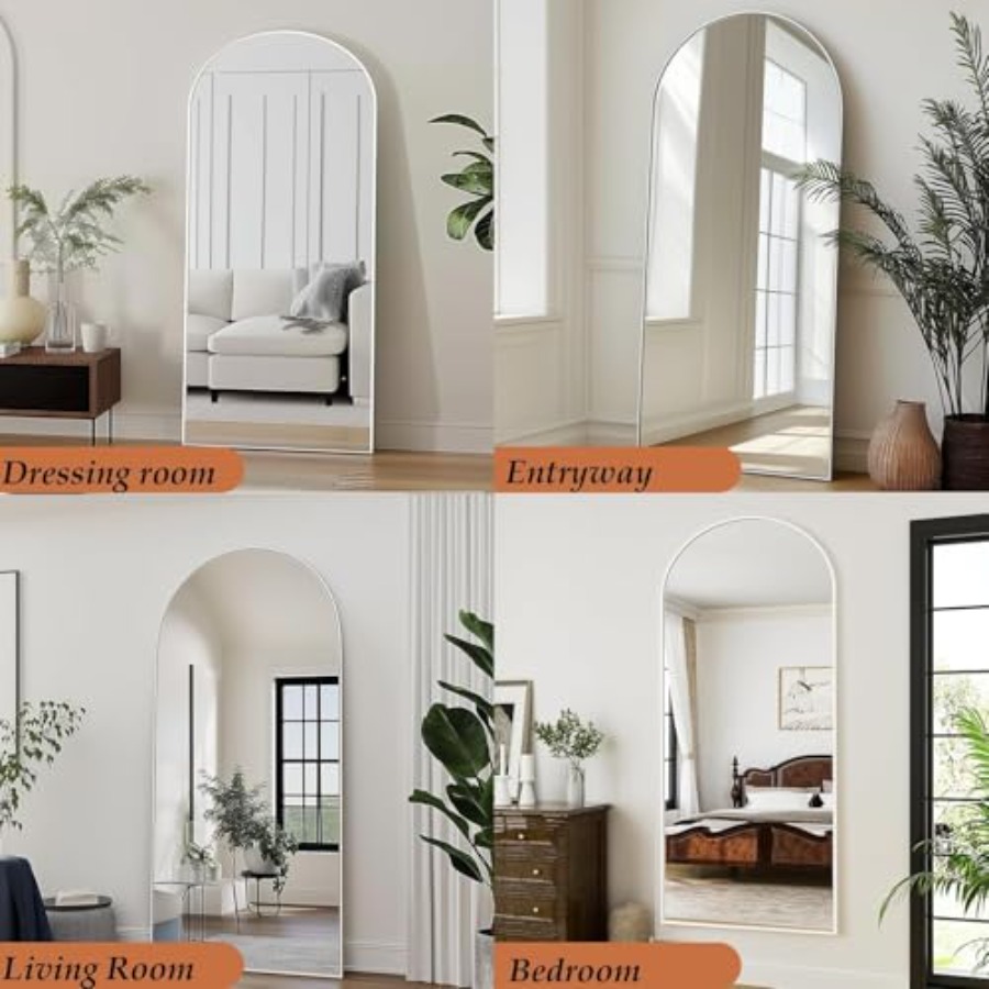 Arched White Full Length Mirro - Arch Mirror Leaning recension och pris