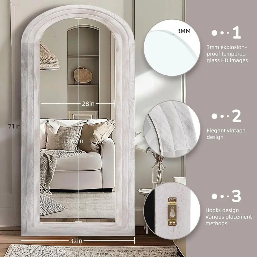 Arched ull Length Mirror with  - Arch Mirror Leaning recension och pris